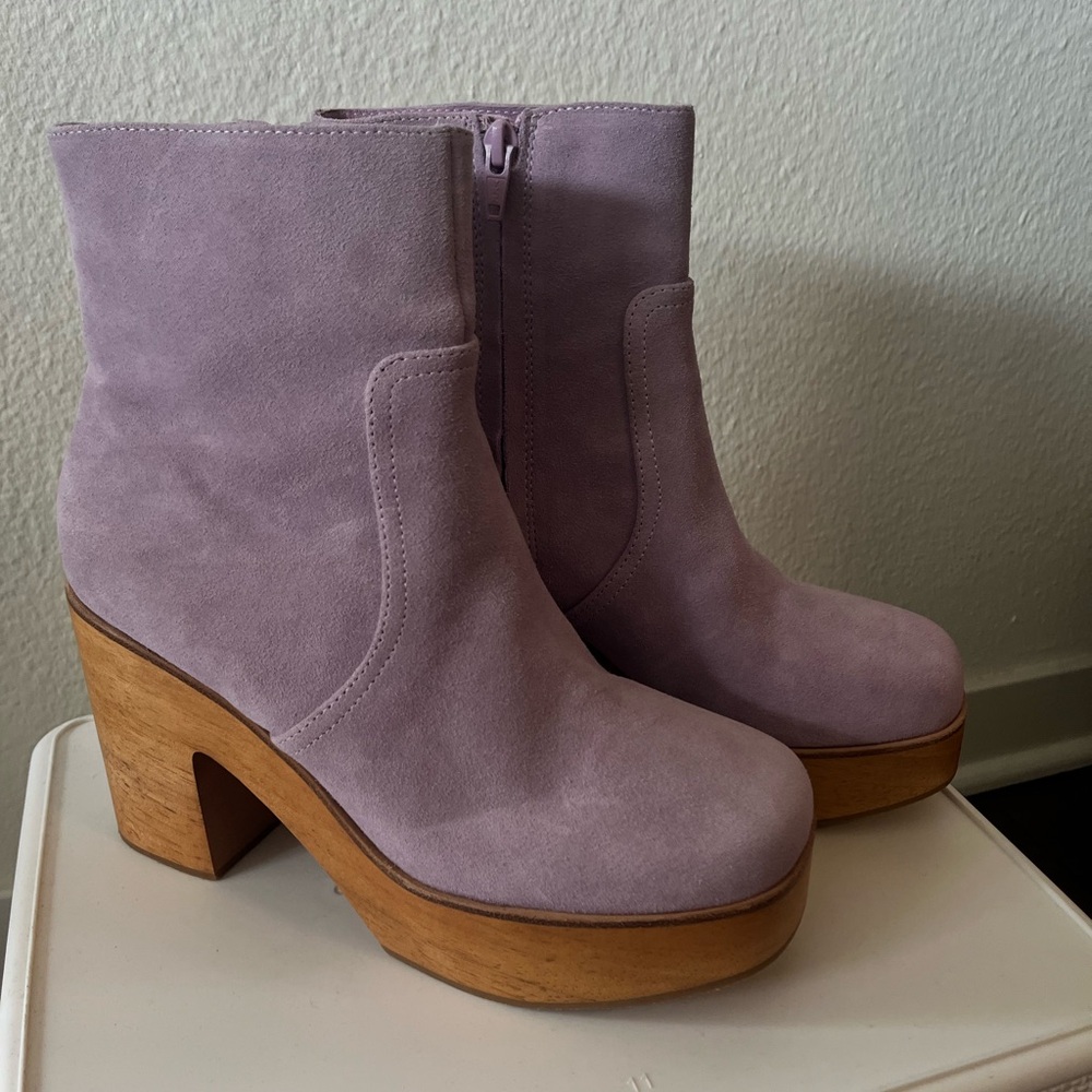 Charlotte Stone Paz Lilac Suede Platform Boots - Picture 2 of 5